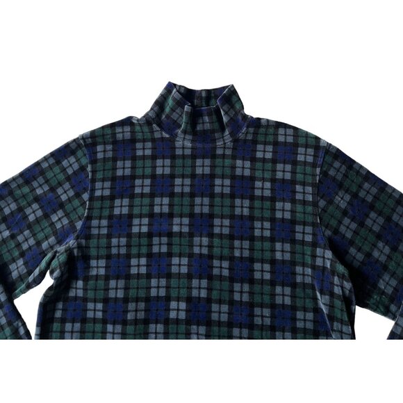 Talbots Petites Plaid Mock Neck Velvety Soft Shirt SP Cozy Fall Winter Warm - Picture 2 of 7